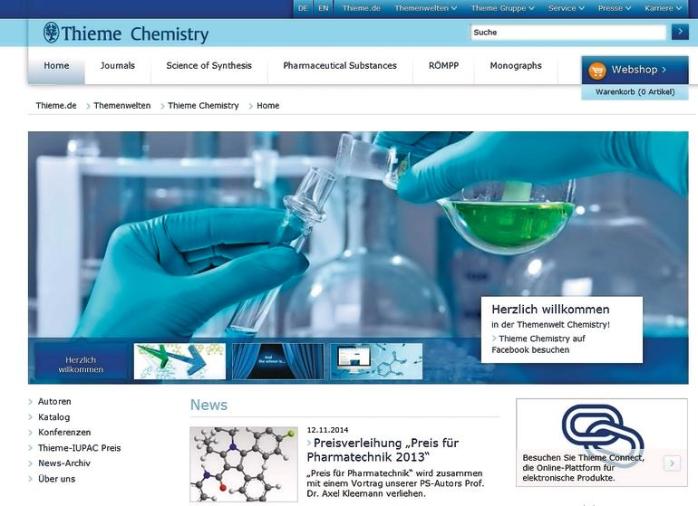 Thieme Chemistry mit neuem Online-Auftritt