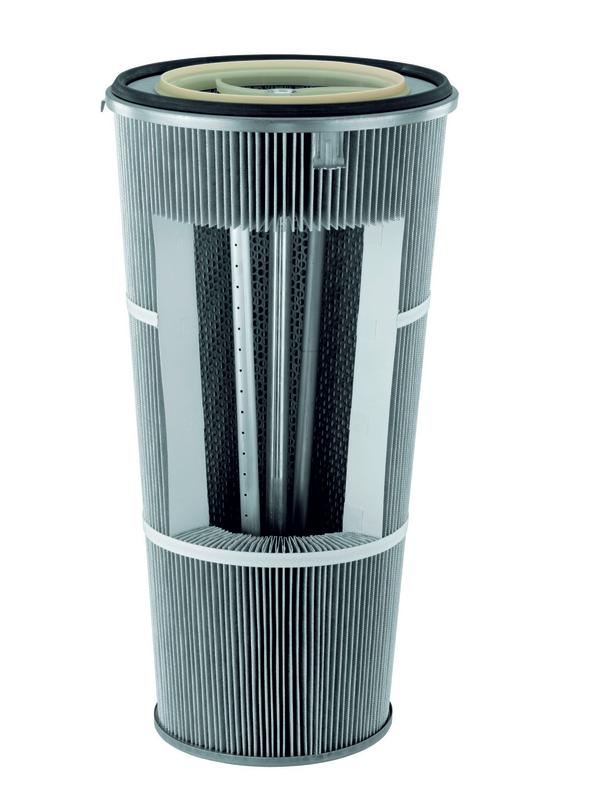 Konisches Filterelement mit Luftdüse Conical dust filter cartidge with air nozzle