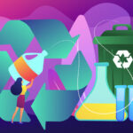Businesswoman_recycling_plastic_detergent_bottle_to_produce_chemicals._Chemical_recycling,_plastics_recycling_method,_polymeric_wastes_reuse_concept._Bright_vibrant_violet_vector_isolated_illustration